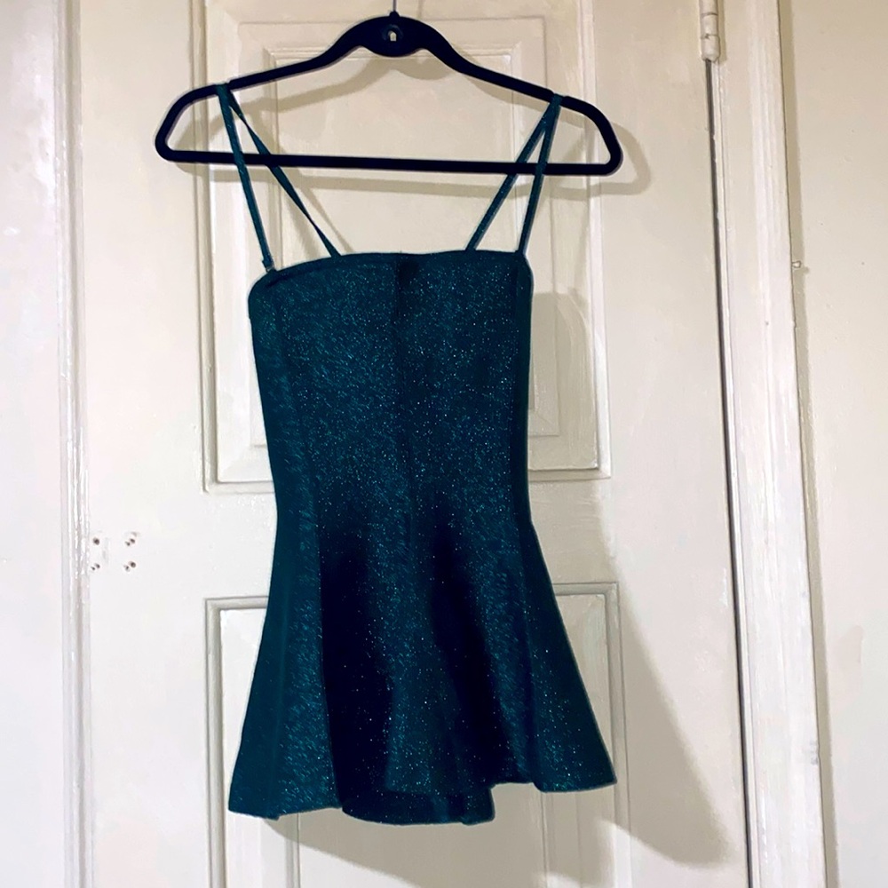 Anthropologie Strap/strapless adjustable emerald sparkly top!